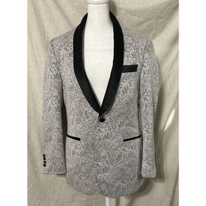 zonettie tissuto silver tuxedo dinner jacket 38r Black White Jacquard Print